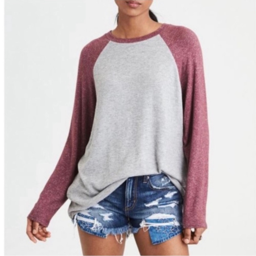 American Eagle Brushed Knit Baseball Shirt